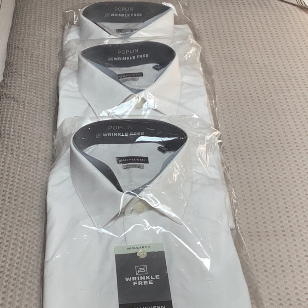 Van Heusen Mens White Shirts- Package of 3 - Brand New!